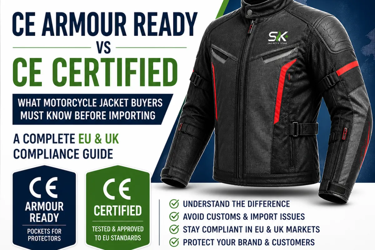 CE armour ready vs CE certified motorcycle jacket comparison guide for EU and UK buyers by Sialkot Jackets Star
